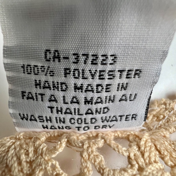 Style Crochet Top 3/4 Sleeves Ecru Beige Size Small See Through Countrycore - Picture 4 of 6